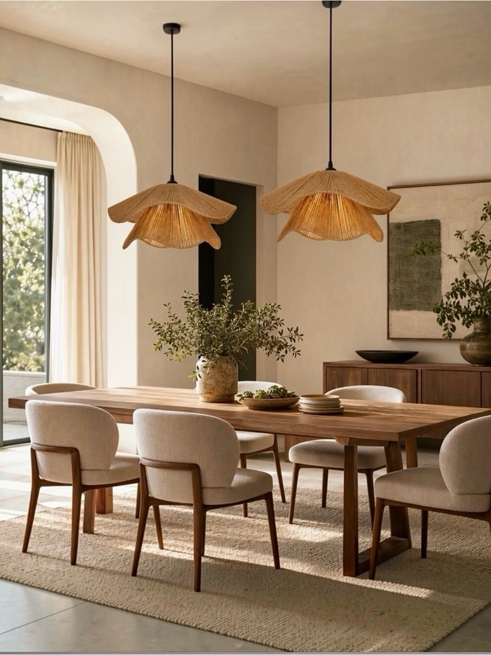 NEW West Elm Large Jute Woven Wavy Black Rope Chandelier Pendant Light Fixture